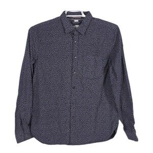 Denim‎ & Flower Men's Large Slim Fit Blue Polka Dot Long Sleeve Button Up Shirt